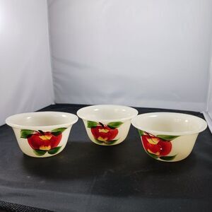 Vintage 3pcs Fire King Oven Glass Custard Handpainted Small Bowl